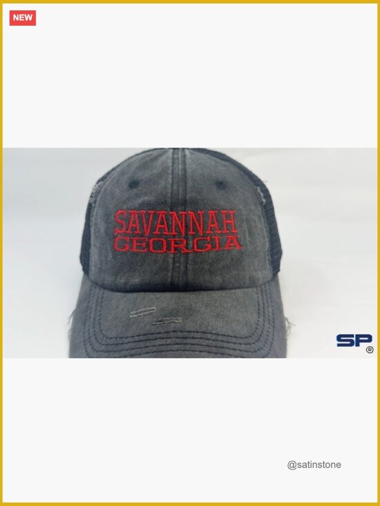 Cotton Baseball Cap with Embroidered Flag Design Ponytail Hole main image 5